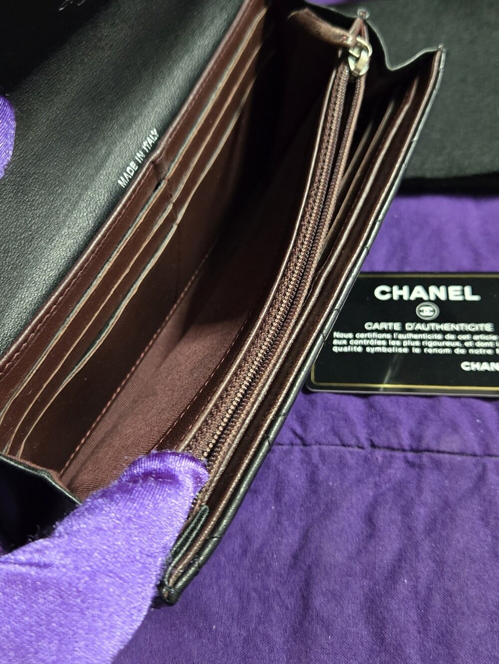 CHANEL Black Quilted Continental Leather Wallet with SilverTone CC - Picture 10 of 14